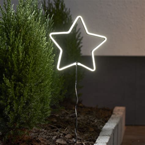 LED Deko Stern NEONSTAR mit Batteriefach Timer Gartenstecker für Außen