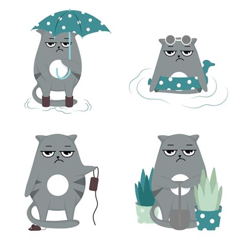 Premium Vector Cute Cat Sticker Cat Vector Set