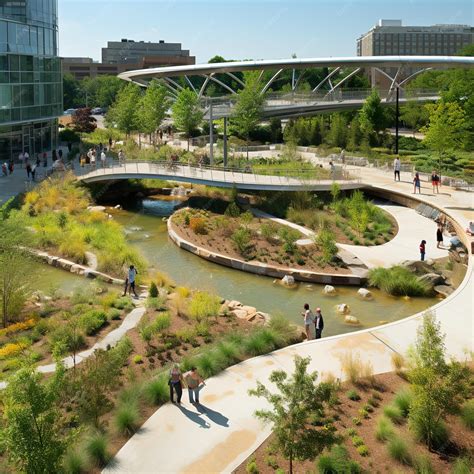 Premium AI Image | illustration of A sustainable urban park featuring