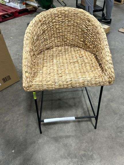 Stylewell Natural Woven Hyacinth Counter Stool Lambrecht Auction Inc