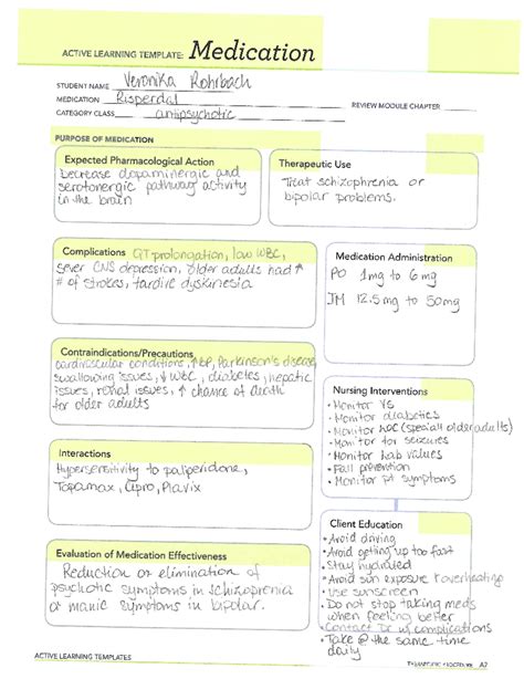 Risperdal ATI Template Nurs 110 Studocu