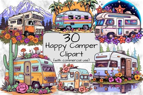 Camper Van Clipart. Camping Clipart. PNG Format. Transparent Background ...