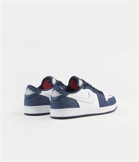 Nike Sb Air Jordan 1 Low Shoes Midnight Navy Metallic Silver Whi