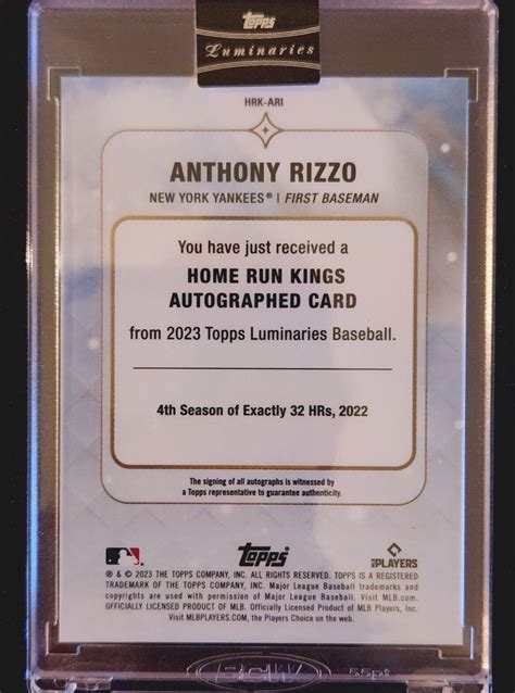 Topps Luminaries Home Run Kings Autograph Hrk Ari Encased