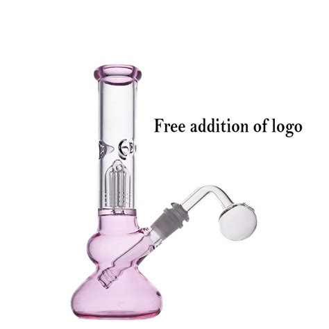 10inch Pink Glass Beaker Bong Arm Tree Percolator Bongs Water Pipes