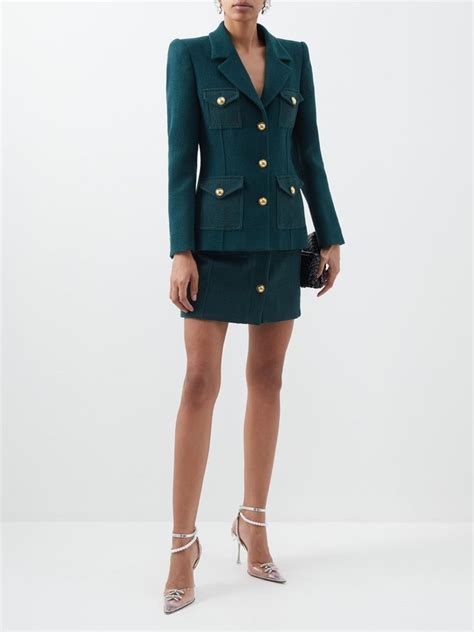 Green Boucle Wool Blend Mini Skirt Alessandra Rich Matchesfashion