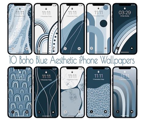 Buy Boho Aesthetic Blue IPhone Wallpaper, Abstract Modern, 42% OFF