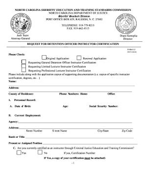 Fillable Online Docc Instructor Application Ncdoj Gov Fax Email Print