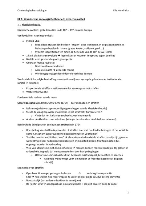 Samenvatting Criminologische Sociologie Hf Situering Van