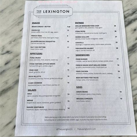 Online Menu of The Lexington Restaurant, Cambridge, Massachusetts ...