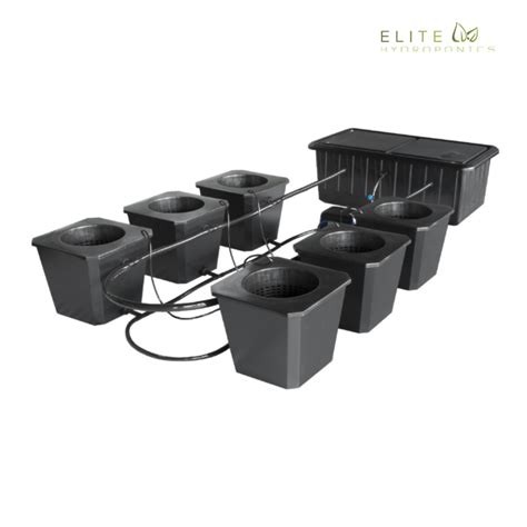 6-Site Bubble Flow Buckets Hydroponic Grow System - Elite Hydroponics