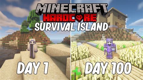 I Spent 100 Days On Survival Island In Minecraft Hardcore Youtube