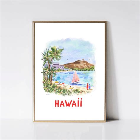 Hawaii Wall Art Hawaii Watercolor Print Hawaii Painting - Etsy