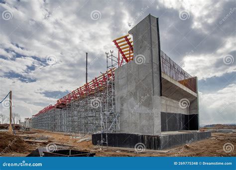 Monolithic Formwork And Scaffolding On The Construction Stock Photo