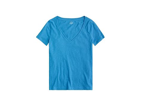 J Crew Vintage Cotton V Neck T Shirt Womens Clothing Prussian Blue