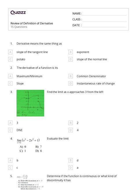 50 Derivatives Of Integral Functions Worksheets On Quizizz Free And Printable