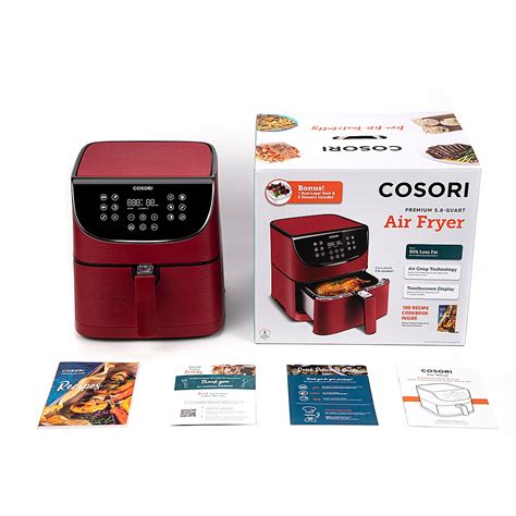 Cosori Quart Premium Air Fryer With Skewer Rack Set Red The