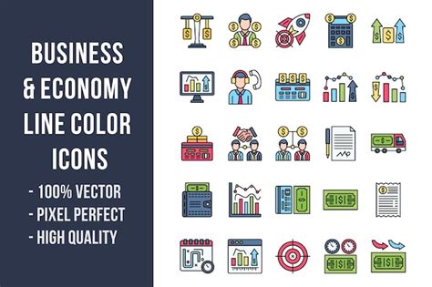 Premium Vector Business Economy Line Color Icons