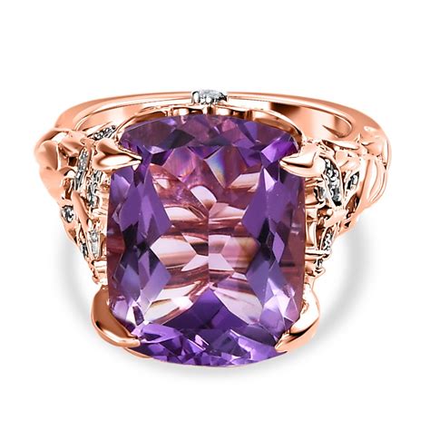 AAA Rose De France Amethyst Weißer Zirkon Ring 925 Silber Roségold