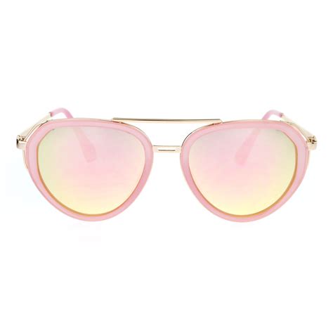 Sa106 Mirrored Futuristic Unique Double Frame Womens Aviator Sunglasses