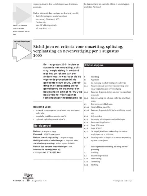 Fillable Online Instellingsinformatie Duo Richtlijnen En Criteria Voor