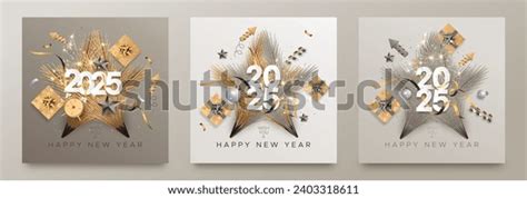 Happy New Year 2025 Greetings Concept Stock Vector (Royalty Free ...