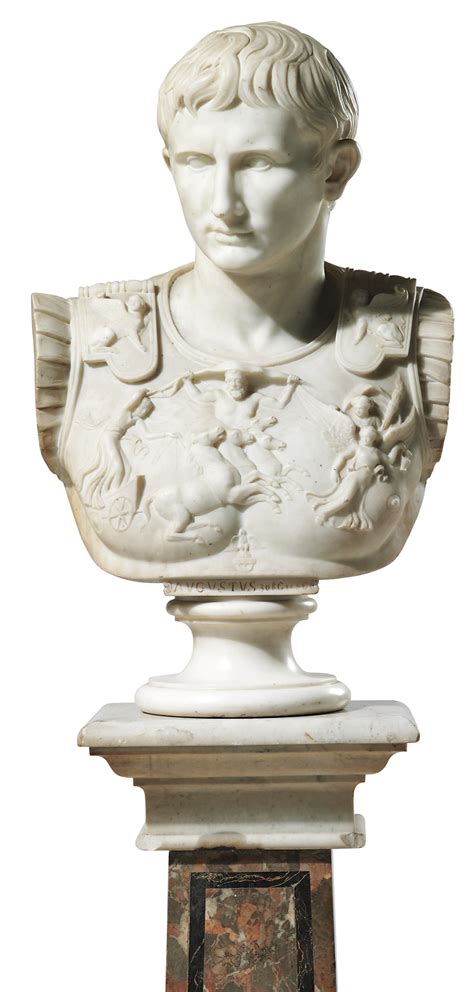 A White Marble Bust Of Caesar Augustus