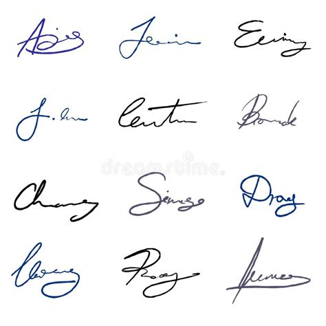 Firma Di Vettore Insieme Scritto A Mano Del Segno Testo Autografo