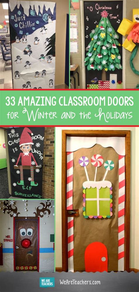 33 Amazing Classroom Doors For Winter And The Holidays  Classroom Christmas Decorations