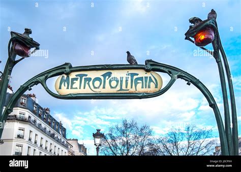 Entrance To Anvers Metro Station Paris Showing Art Nouveau Signage