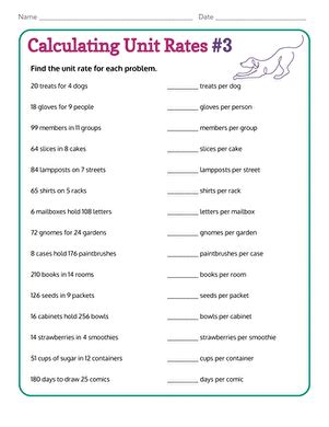 Printable 6th Grade Ratios And Rate Worksheets Education