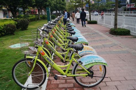 Shenzhen, China: Street Bike Rental Editorial Image - Image of road ...