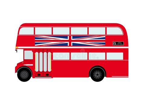 Red London Doubledecker Bus With Union Jack Stock Vector Illustration