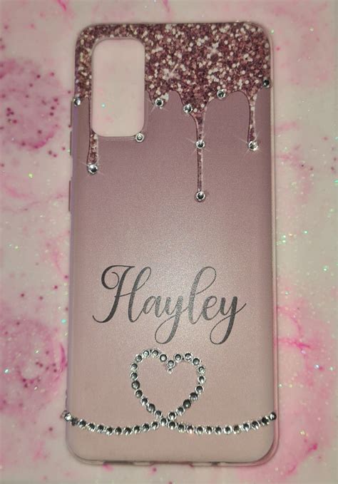 Rhinestone Personalised Name Rubber Gem Phone Case Etsy