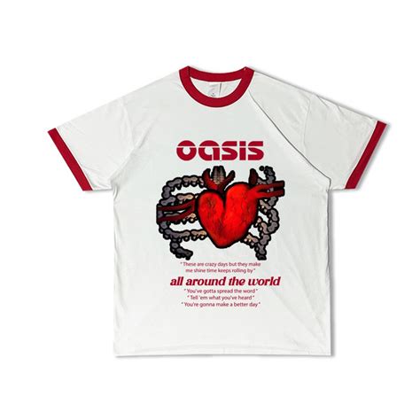 Jual T Shirt Band Oasis “all Around The World” Ringer Style 100 Cotton