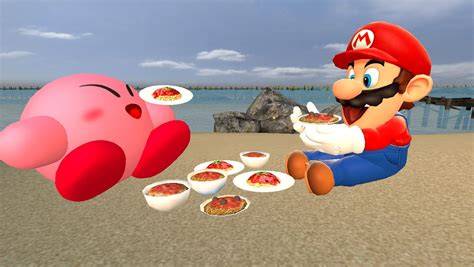 Smg4kirby Mario And Kirby Eating Spaghetti By Cpendash On Deviantart