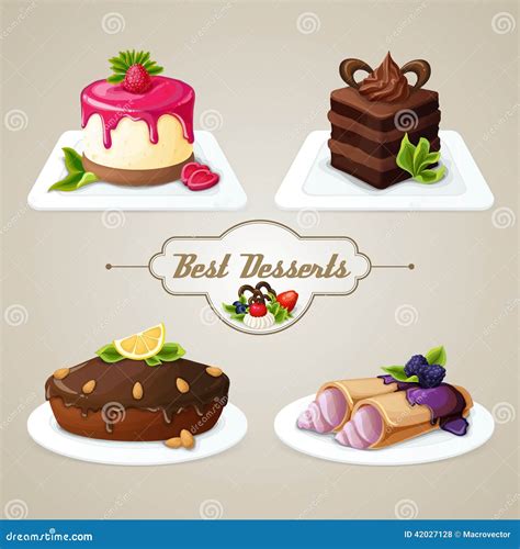 Sistema Del Postre De Los Dulces Ilustración Del Vector Ilustración