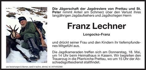 Traueranzeigen Von Franz Lechner Trauer Bz