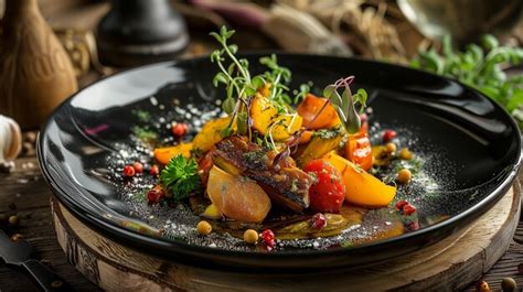 Premium AI Image | Vegetarian dish in the style of a gourmet restaurant ...