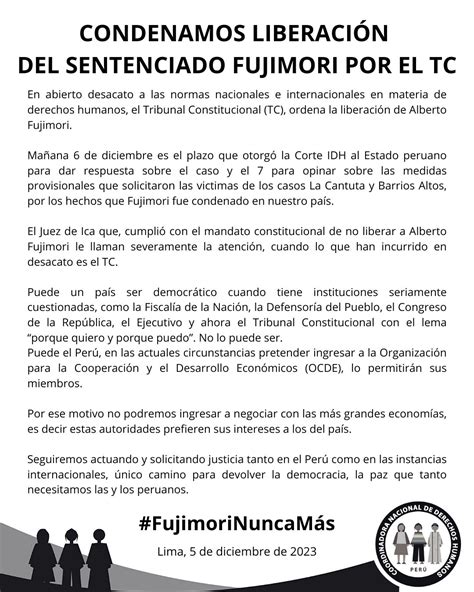 Liberación De Fujimori Viola El Derecho Internacional Servindi Servicios De Comunicación