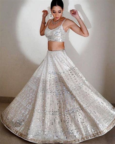 Ravishing White Georgette Paper Mirror Work Lehenga Choli