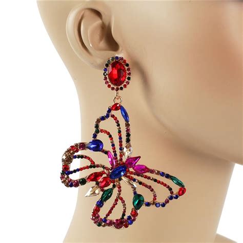 Crystal Butterfly Dangle Earring D D Florida Import