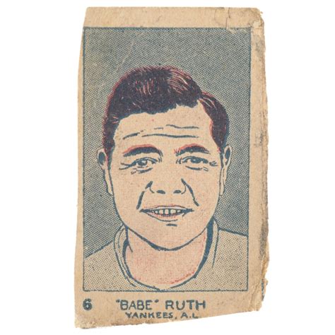 1926 W512 Babe Ruth #6 Yankees, A.L. Hand-Cut Baseball Strip Card | EBTH