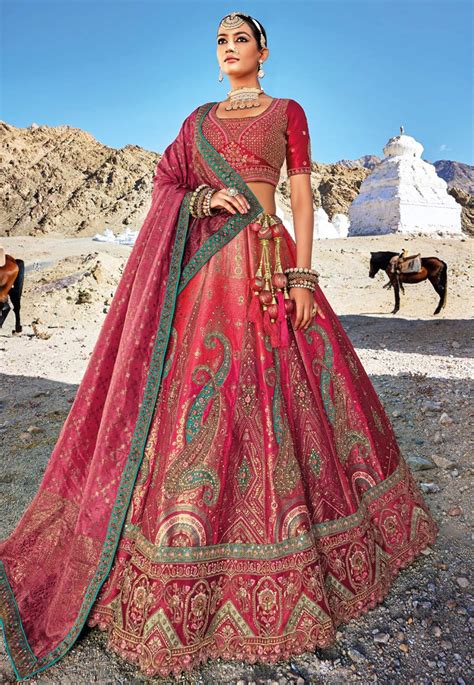 Pink Banarasi Silk Wedding Lehenga Choli