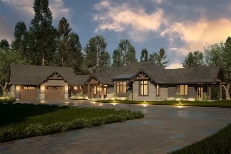 Mountain Craftsman House Plan with Angled 2-Car Garage with Bonus ...