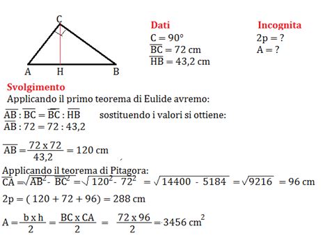 Problemi Svolti Sul Primo Teorema Di Euclide Seconda Media