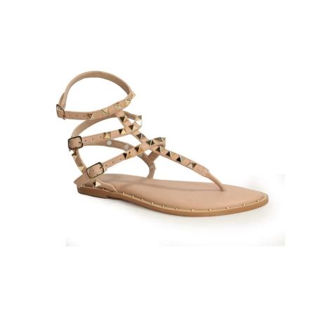 Sandália Rasteira Vestige Nude Tachas Esferas