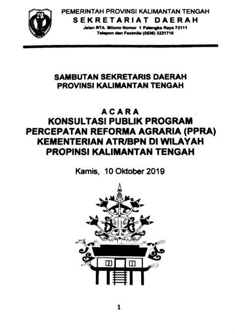 Setda Prov Kalteng Sambutan Sekretaris Daerah Provinsi Kalimantan