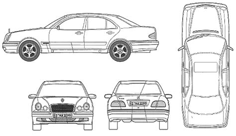 1995 Mercedes Benz E Class W210 E430 Avantgarde Sedan Blueprints Free Outlines