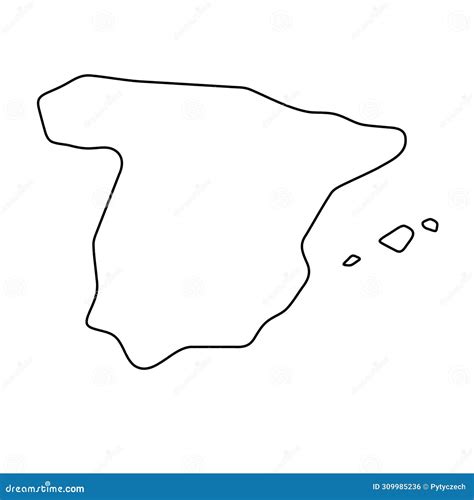 Simplified Map Of Spain Outline With Slightly Bent Flag Under I Vector